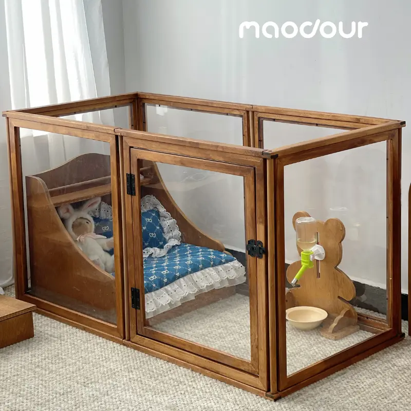 small pet safety gate - Solid Wood Transparent Pet Playpen